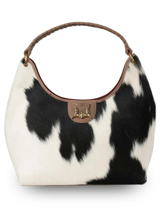 Myra Bag Handbags - Myra Loyal West Medium Purse Black White Cowhide Leather Shoulder Bag NWT
